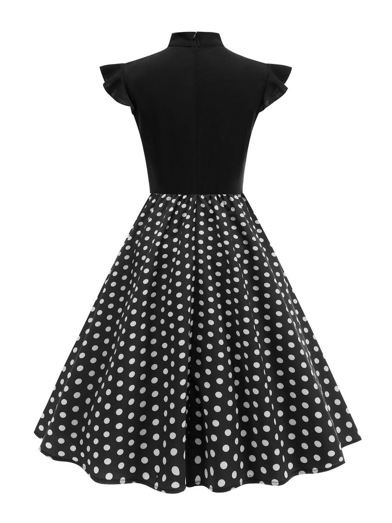 1950er Polka Punkte Bogen Swing Kleid