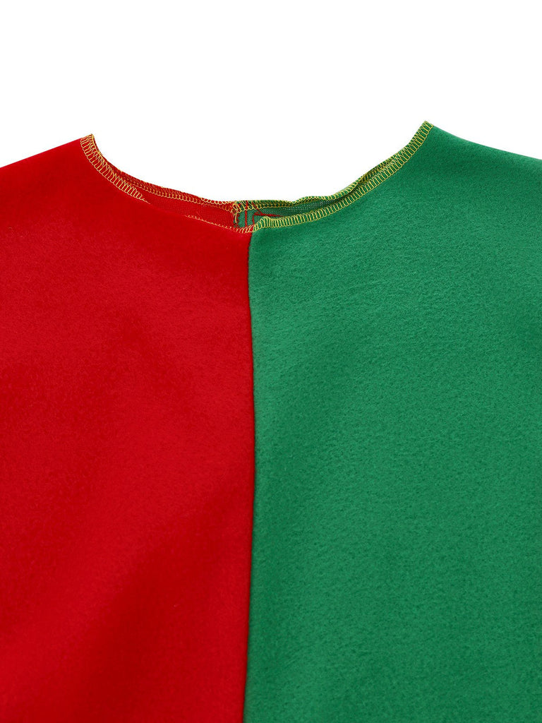 Rot 1950er Weihnachten Elf Kostüm Set