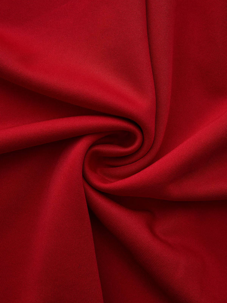 1950er Solide Revers Hoch Taille Swing Kleid