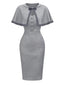 [Vorverkauf] Grau 1960er Solide Bogen Caped Midi Bodycon Kleid