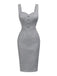 [Vorverkauf] Grau 1960er Solide Bogen Caped Midi Bodycon Kleid