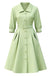 [Vorverkauf] Chartreuse 1950er Solide Dreiviertelärmel Tasten Kleid