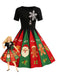 Schwarz 1950er Weihnachten Schneeflocke Swing Kleid