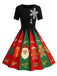 Schwarz 1950er Weihnachten Schneeflocke Swing Kleid