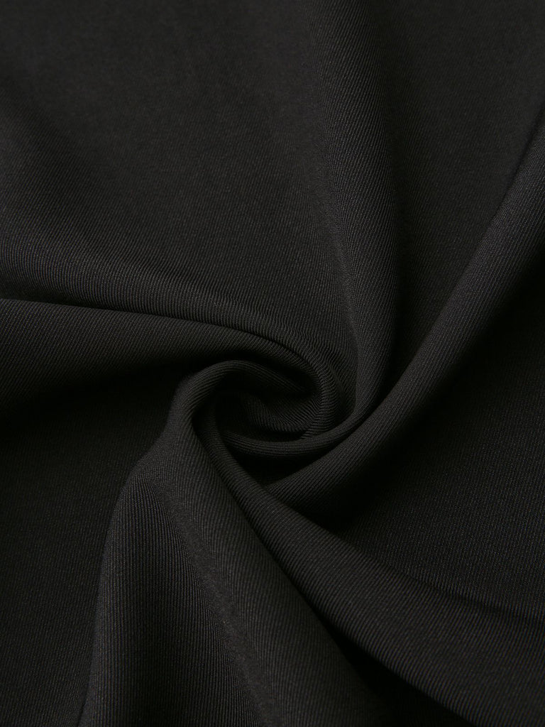 Schwarz 1950er Streifen Revers Kunst Zweiteilig Blazer