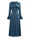 Blau 1940er Taste Satin Schlitz Kleid
