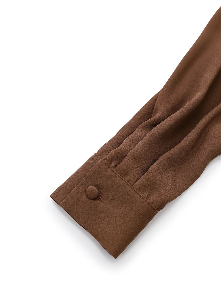 [Vorverkauf] Braun 1920er Bogen Schleife Gürtel Taille Kleid