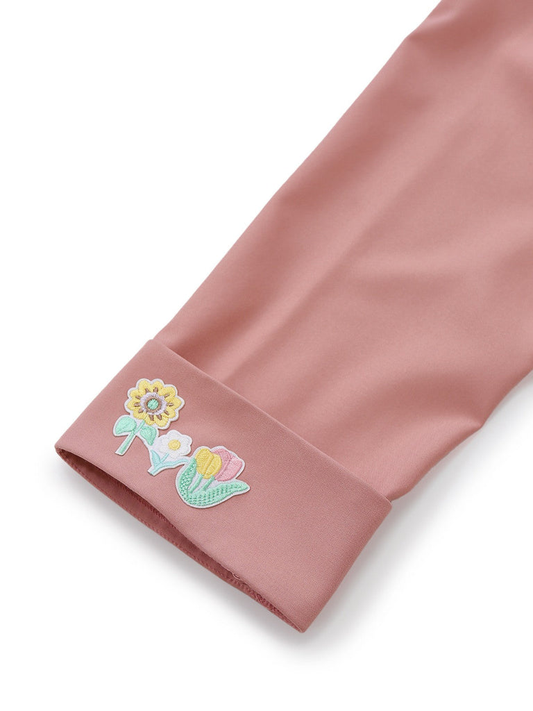 [Vorverkauf] Rosa 1920er Tie Neck Embroidery Large Pockets Kleid