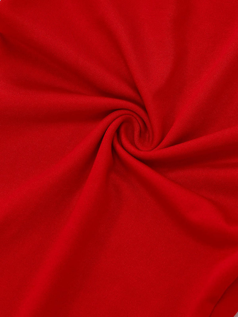 Rosa 1950er Weihnachten Elf Plüsch-Gekantet Kleid Set