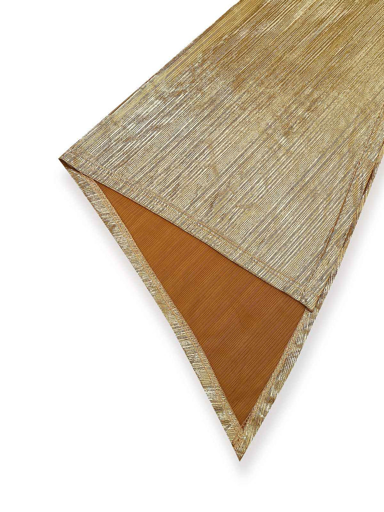 Gold 1970er Fledermaus Ärmel Taille Gerüschtes Kleid