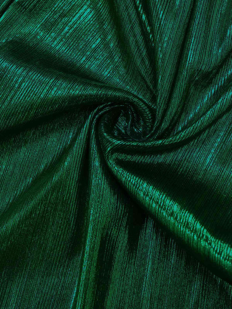 Dunkelgrün 1930er Metallisch V-Ausschnitt Laternenärmel Jumpsuit