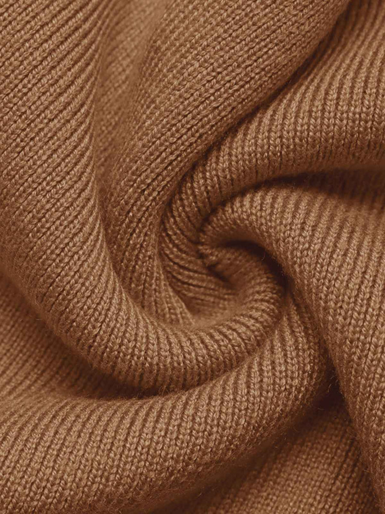 Braun 1970er Unregelmäßig Taste Patchwork Stricken Top