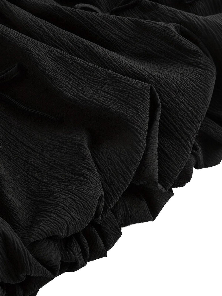 Schwarz 1970er Solide 3D Bogen Ballon Kleid