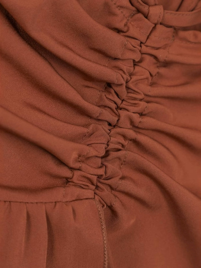 1940er Hochtailliert Paneele Rüschen Saum Rock