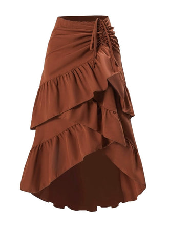 1940er Hochtailliert Paneele Rüschen Saum Rock