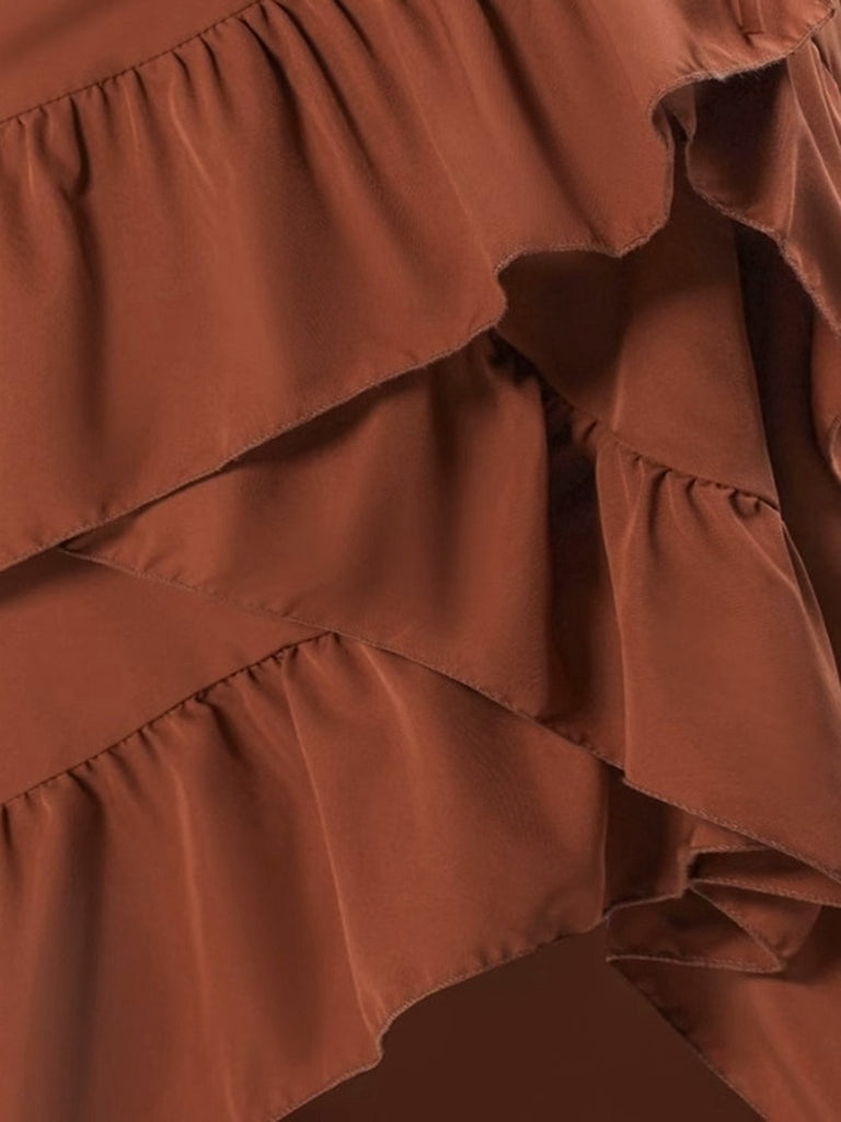 1940er Hochtailliert Paneele Rüschen Saum Rock