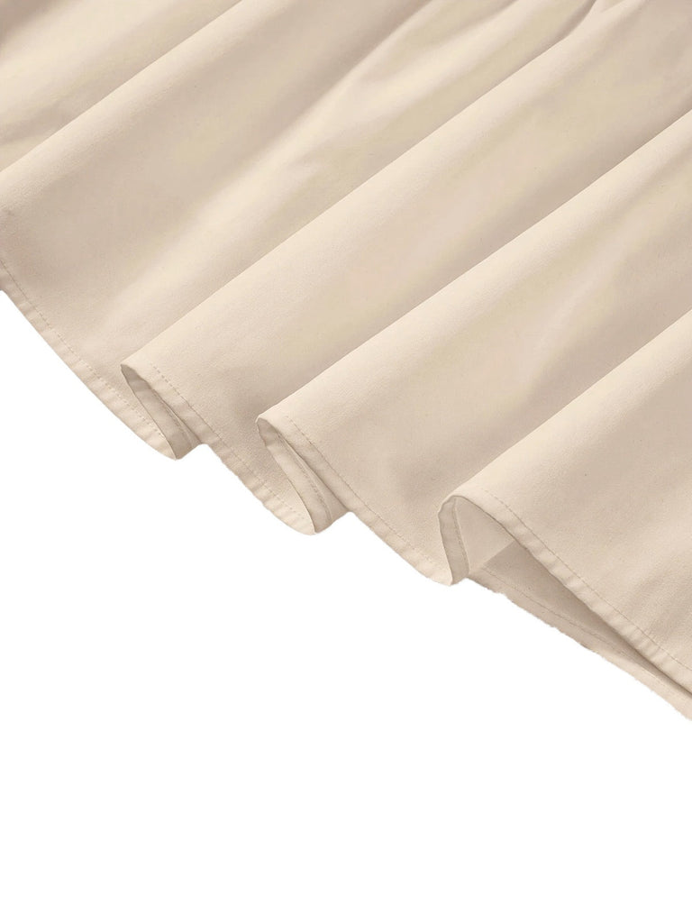 Beige 1940er Solide Mehrschichtig Rüschen Rock