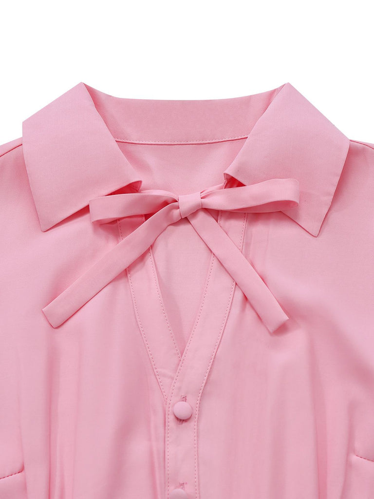 [Vorverkauf] Rosa & Grau 1930er Bogen Kragen Revers Jumpsuit