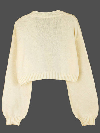 Weiß 1960er Weihnachten Lebkuchenmann Kurz Cardigan