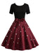 [Vorverkauf] Schwarz & Rot 1950er Herz Bogen Swing Kleid