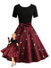 [Vorverkauf] Schwarz & Rot 1950er Herz Bogen Swing Kleid