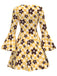 [Vorverkauf] Gelb 1970er Hippie Blumen Glockenärmel Kleid