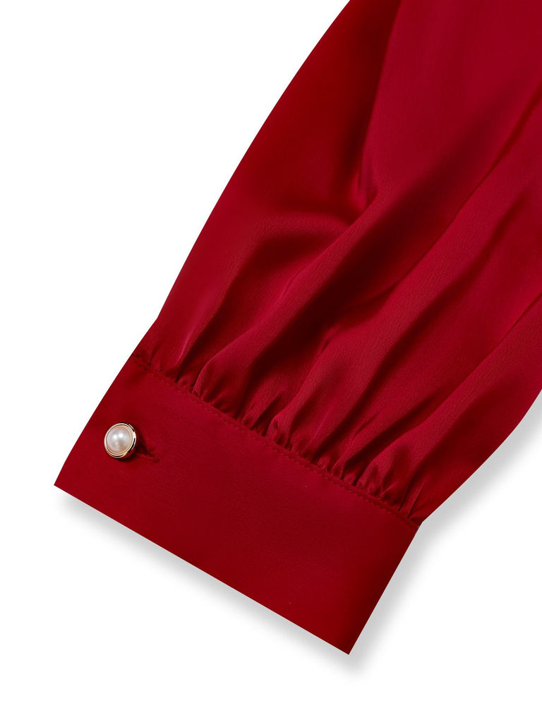 [Vorverkauf] Rot 1930er Perle Verziert Rüsche Farbblock Jumpsuit