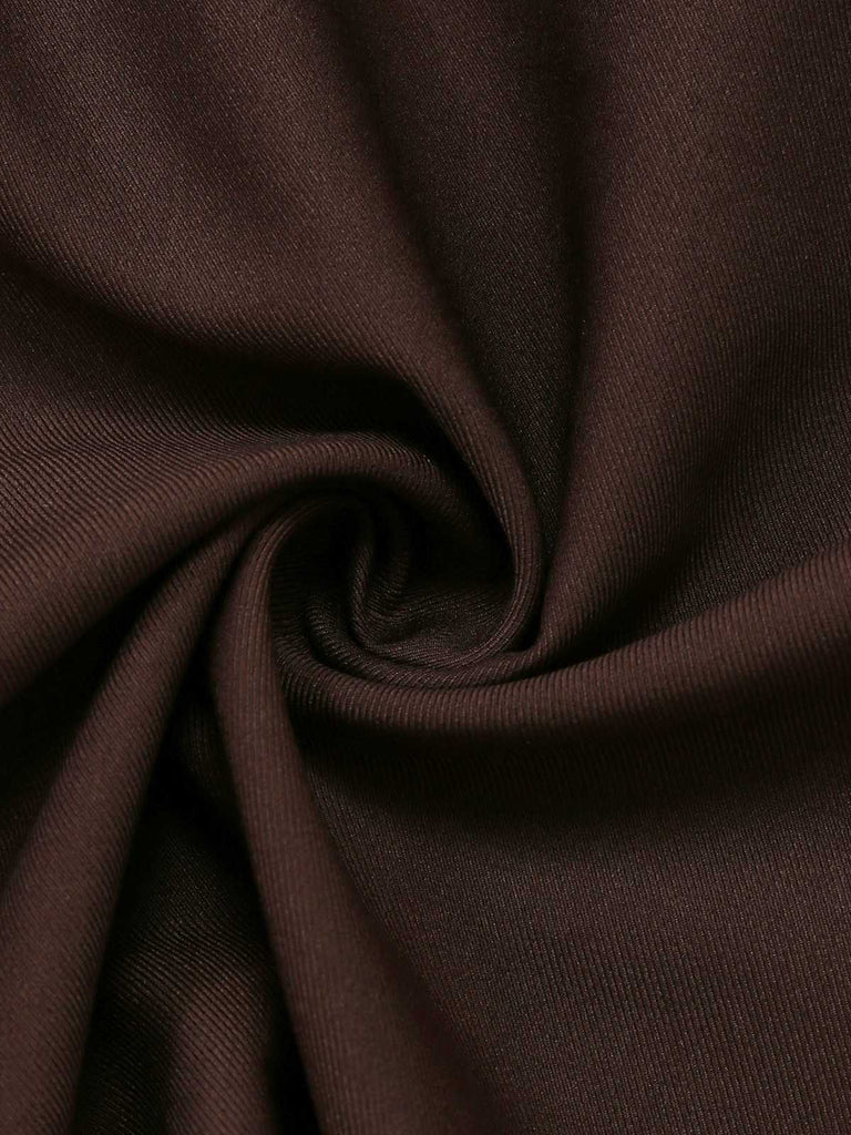 [Vorverkauf] Braun 1930er Farbblock Knöpfe Schlitz Meerjungfrauenkleid