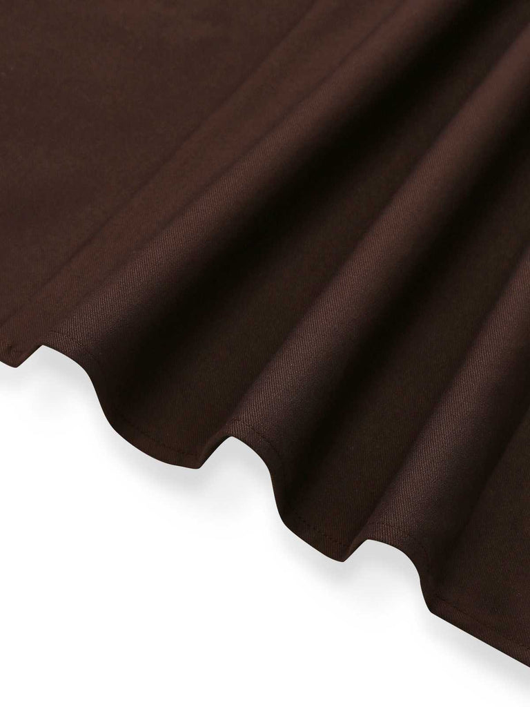 [Vorverkauf] Braun 1930er Farbblock Knöpfe Schlitz Meerjungfrauenkleid