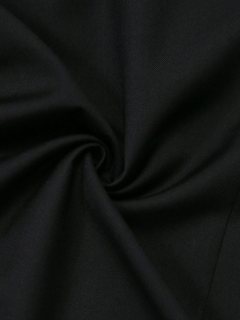 [Vorverkauf] Schwarz 1960er Rüschen Bogen Schleife Gürtel Kleid