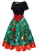 1950er Weihnachtsbaum Patchwork Bogen Gürtel Swing Kleid