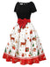 1950er Weihnachtsbaum Patchwork Bogen Gürtel Swing Kleid