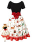 1950er Weihnachtsbaum Patchwork Bogen Gürtel Swing Kleid