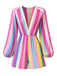 Bunt 1980er Streifen Pailletten V-Ausschnitt Romper