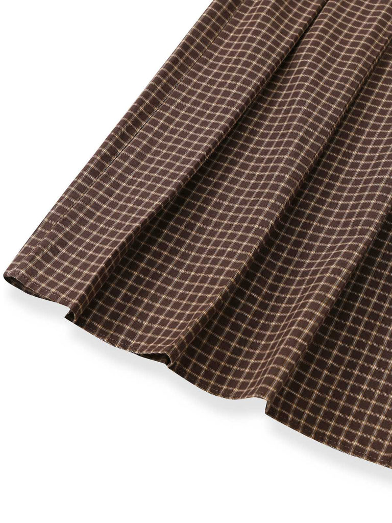 [Vorverkauf] 2PCS 1940er Kariert Taste Bogen Bluse & Plissiertes Rock