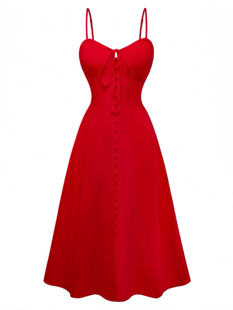 1950er Ärmellos Rückenfrei Gesmokt Taille Slip Kleid