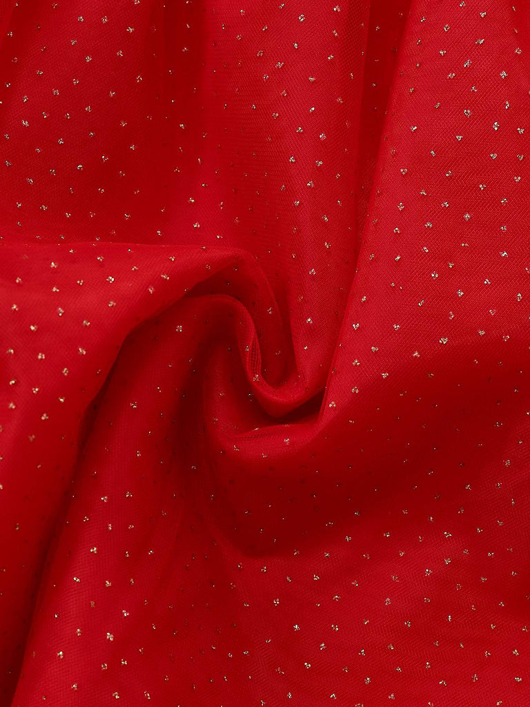 1960er Trägerlos Glitzer Rückenbindung Tüll Kleid