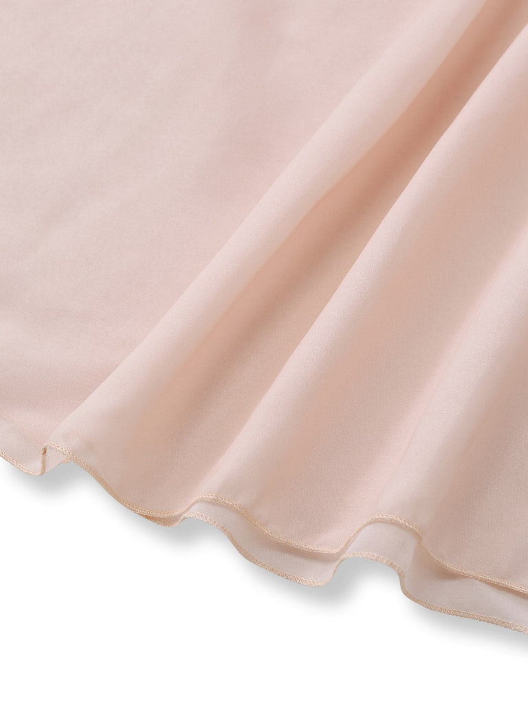 Rosa 1940er V-Ausschnitt Rüschen Ärmel Blumen Druck Kleid