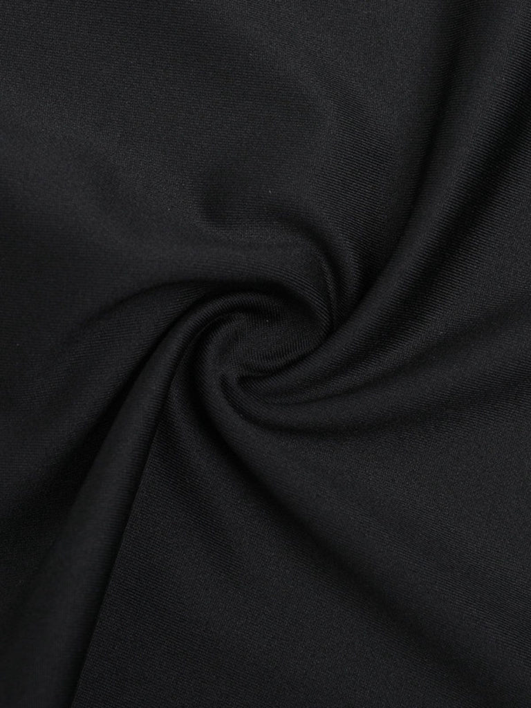 [Vorverkauf] Schwarz 1980er Solide Halter Rückenfrei Ausgestellt Jumpsuit