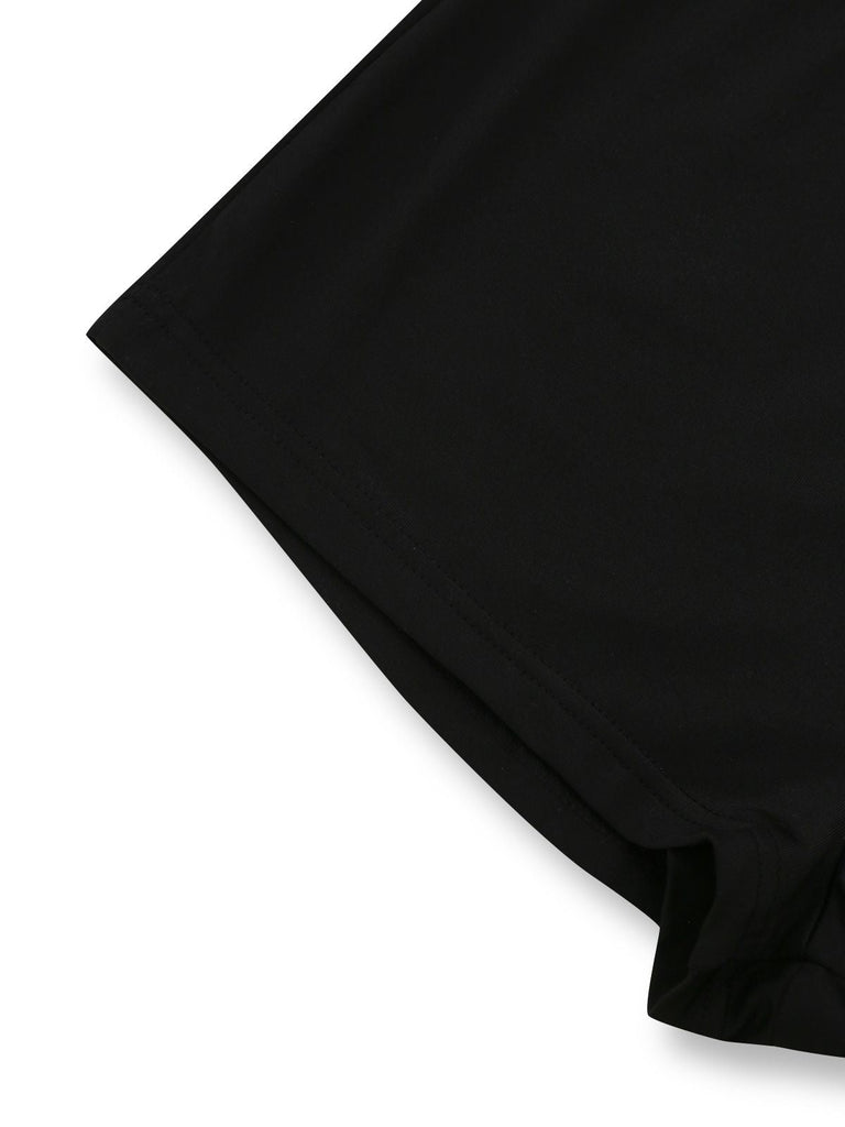 Schwarz 1950er Spitze Langärmel Cutout Bodysuit Romper