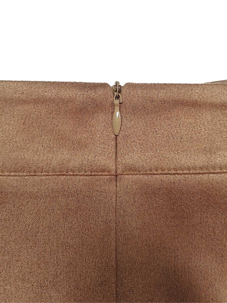 Braun 1960er Kunst-Wildleder Fransen Asymmetrisch Saum Rock