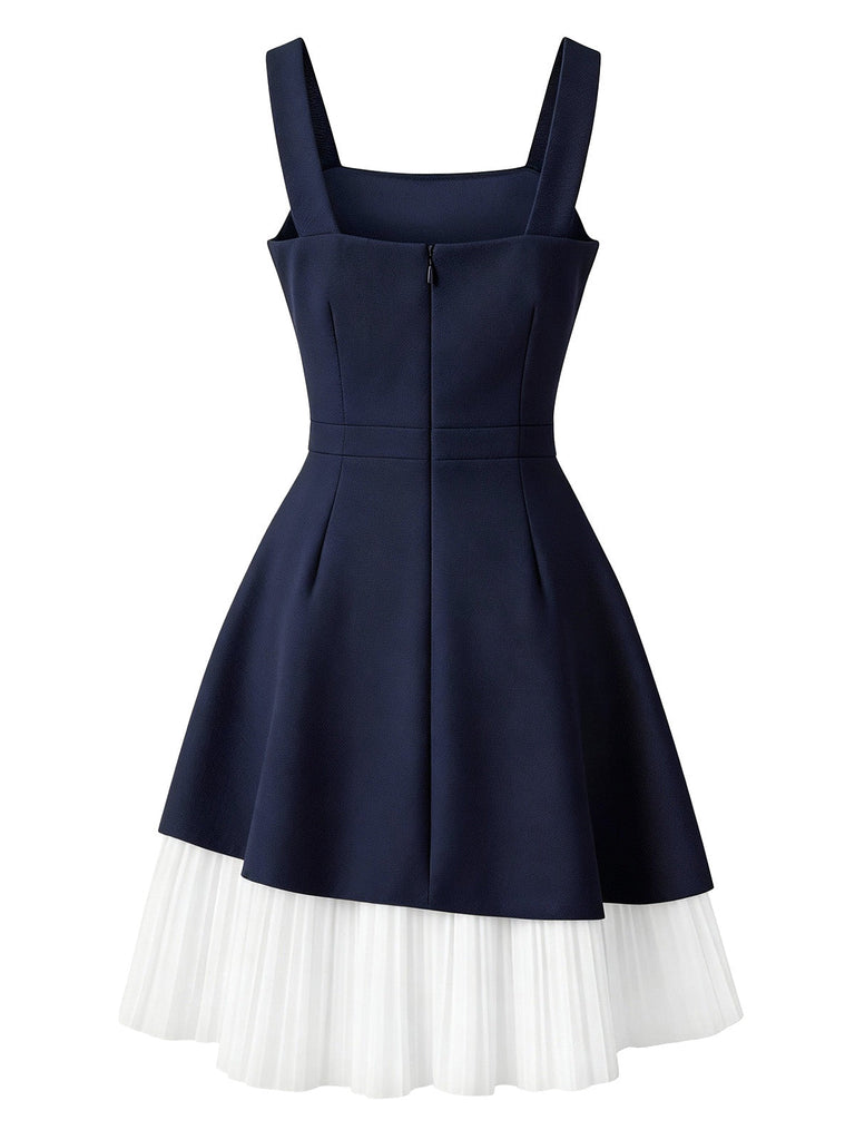 [Vorverkauf] 2PCS Dunkelblau 1950er Kurz Jacke & Spitze Träger Kleid