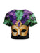 Mehrfarbig 1970er Karneval Gold Masken Druck Cutout Top