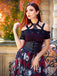 1950er Gothic Skelett Totenkopf Rose Spitze Mesh Kleid