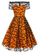 1950er Halloween Spitzen Schulter Swingkleid