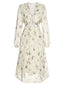 Beige 1940er Blumen Chorhemd V-Ausschnitt Schnürung Kleid