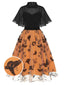 Schwarz & Orange 1950s 3D Schmetterlinge Mantel Kleid