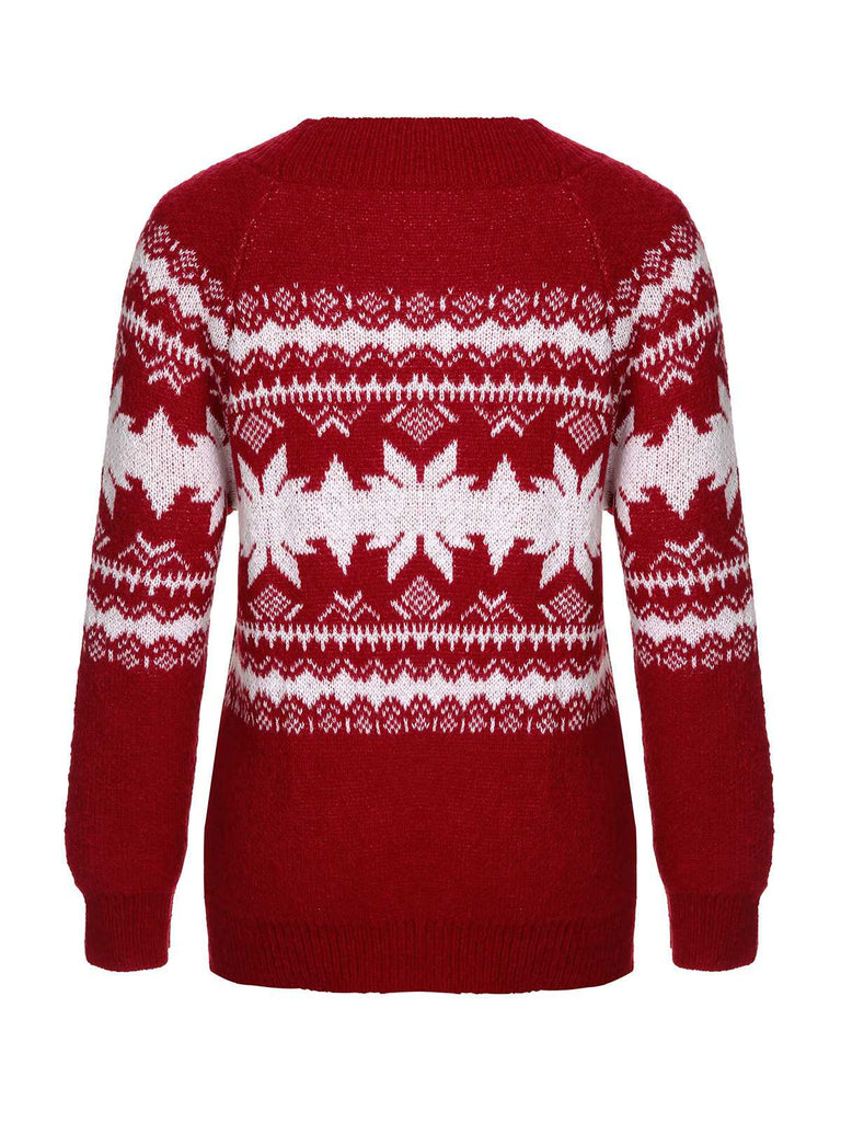 Rot 1950er Weihnachten Strickpullover