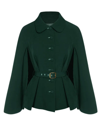 Grün 1940er Revers Solide Cape Mantel