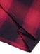 Schwarz-rotes 1950er Gingham-Kariertes Kleid mit Knopfaufschlag